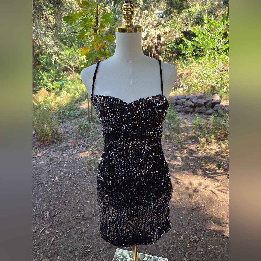 Zara Black And Silver Sequin Dress